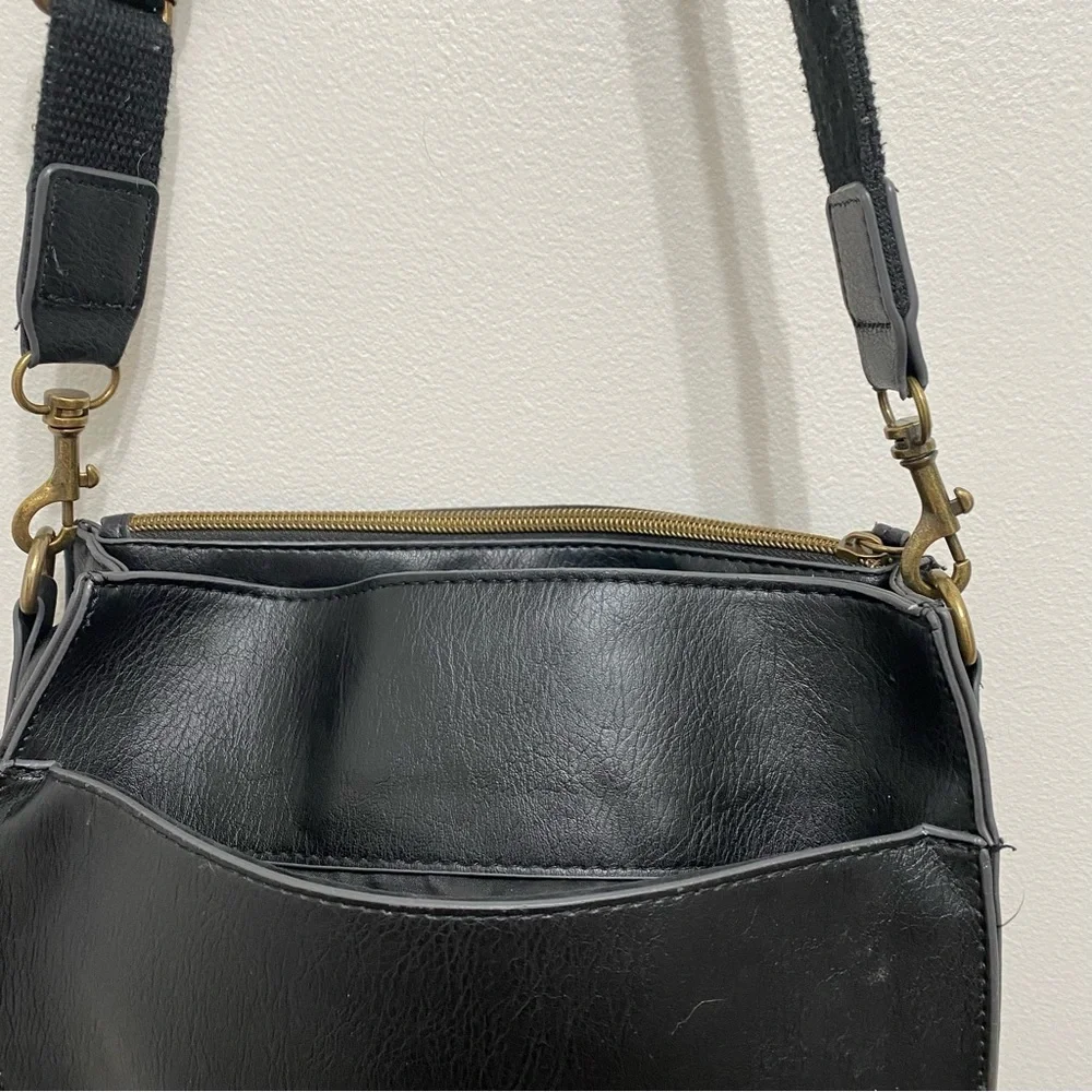 Faux Leather Black Boho Crossbody Bag